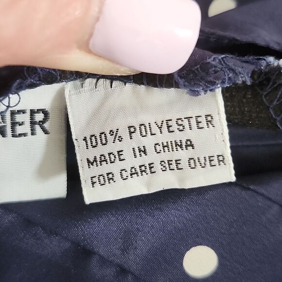 Alfred Dunner Petite Navy Blue & White Polka Dot Short Slv Blouse, 8P - Picture 7 of 9